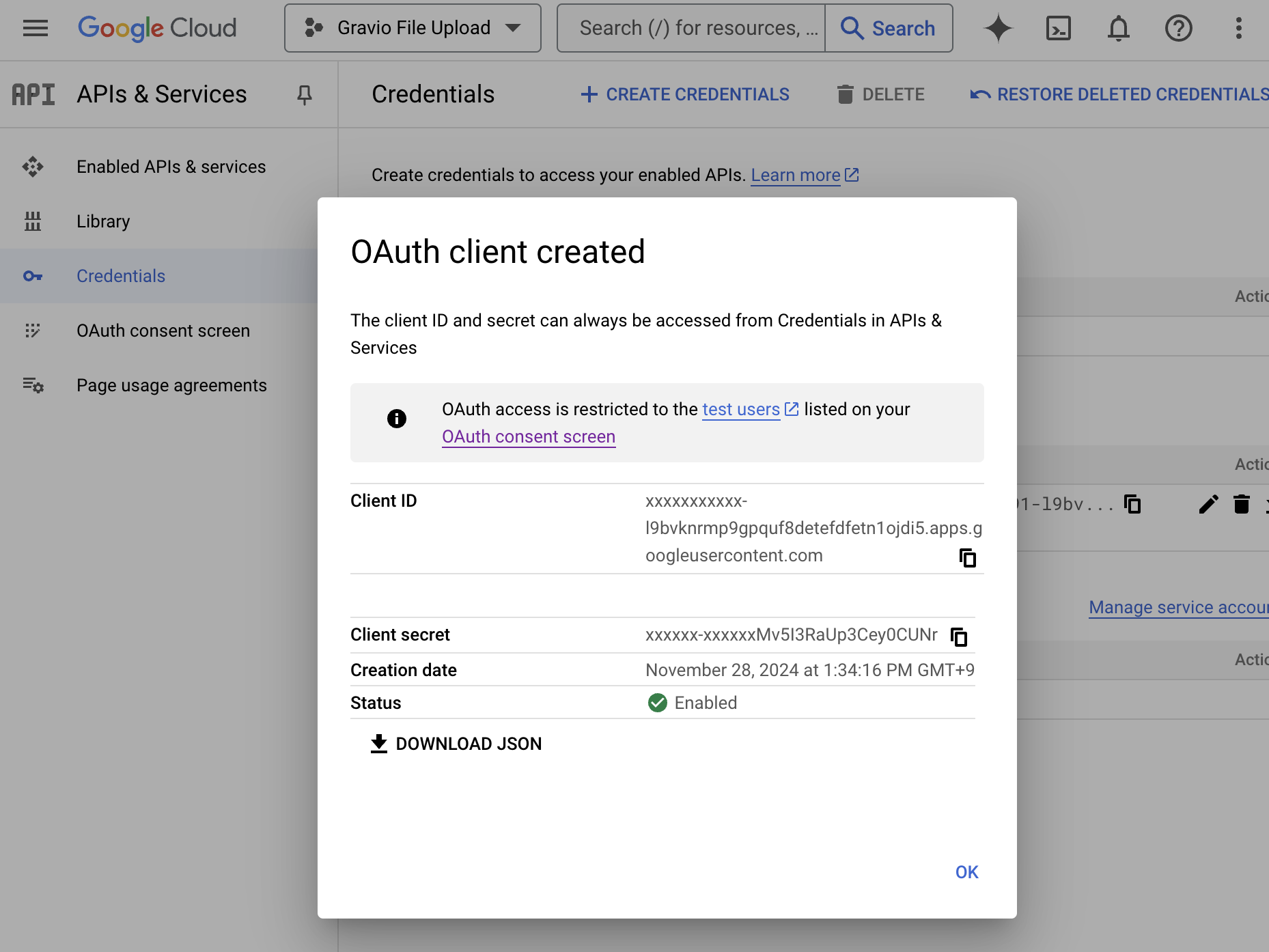 google-console-oauth-credentials